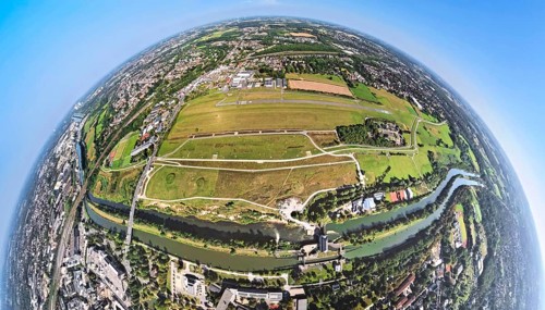 Aerial photograph, Hamm Lippewiesen EDLH airfield, Hamm Mattenbecke sewage treatment plant, River