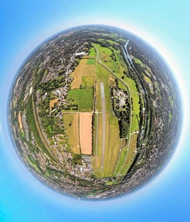 Aerial photograph, Hamm Lippewiesen EDLH airfield, Hamm Mattenbecke sewage treatment plant, earth