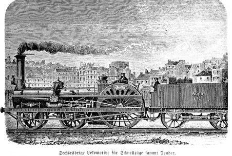 Six-wheel locomotive for express trains with tender, smoking steam locomotive, coal trailer, speed,