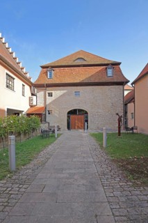 Baroque barn, museum, inner courtyard, Volkach, Lower Franconia, Franconia, Bavaria, Germany