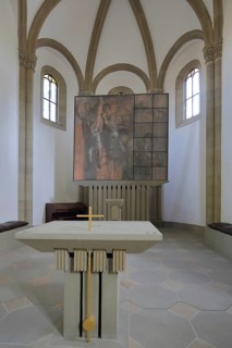 Altar with modern painting, St Boniface Castle Chapel, interior view, Salzburg Castle, Bad Neustadt