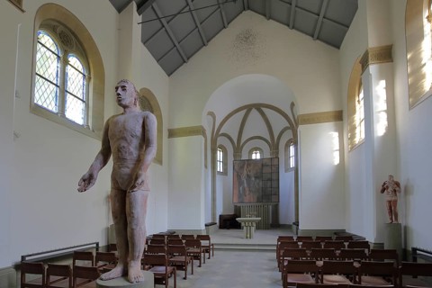 Modern sculpture in St Boniface's Castle Chapel, interior view, Salzburg Castle, Bad Neustadt an
