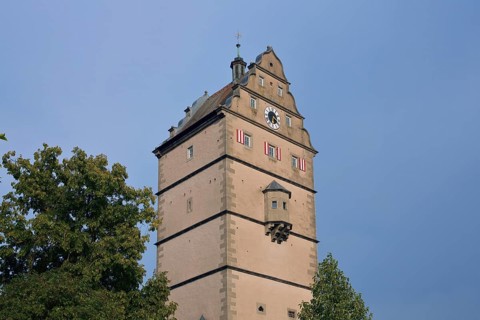Historic Hohntor gate built in 1580, landmark, town gate, gate tower, Bad Neustadt an der Saale,