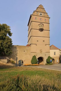 Historic Hohntor gate built in 1580, landmark, town gate, gate tower, Bad Neustadt an der Saale,