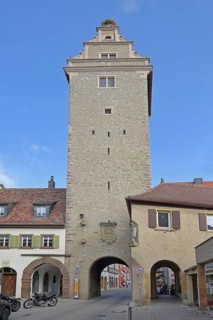 Historic Sommerach Tor, town tower, town gate, Volkach, Lower Franconia, Franconia, Bavaria,