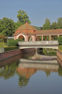 Wernarz spring temple built in 1911 and bridge over the river Sinn, temple, art nouveau,