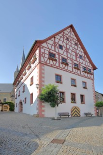 Town hall built in 1543, half-timbered house, market square, Zeil am Main, Lower Franconia,
