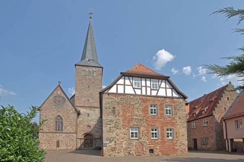 Monastery and Ulrich-von-Hutten-Gymnasium, monastery church, Schlüchtern, Vogelsberg, Hesse,