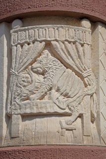 Little Red Riding Hood and the Bad Wolf, relief, bed, fairy tale figure, fairy tale, fairy tale
