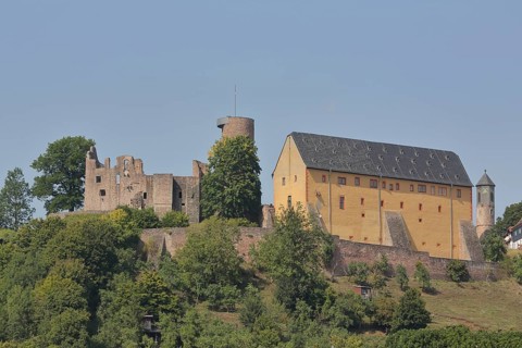 Schwarzenfels Castle built in the 13th century, tower, Schwarzenfels, Sinntal, Hesse, Germany
