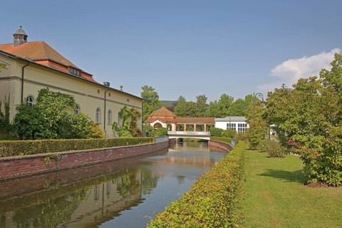 Wernarz spring temple built in 1911 and bridge over the river Sinn, temple, art nouveau,