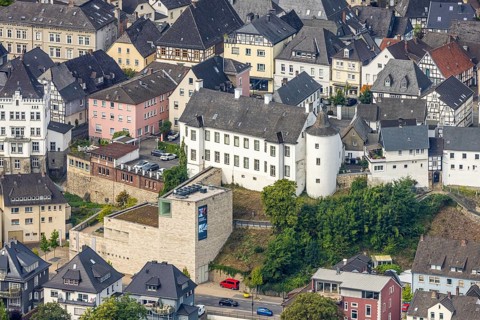 Aerial view, Sauerland Museum with tower, old town, Arnsberg, Ruhr area, North Rhine-Westphalia,