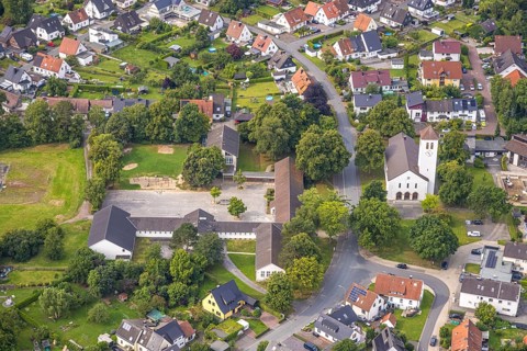 Aerial view, St Joseph's Catholic Church, St Joseph's Catholic Primary School, Bergheim, Bergheim,