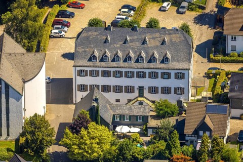 Aerial view, old monastery, former Cistercian abbey, Drolshagen, Sauerland, North Rhine-Westphalia,
