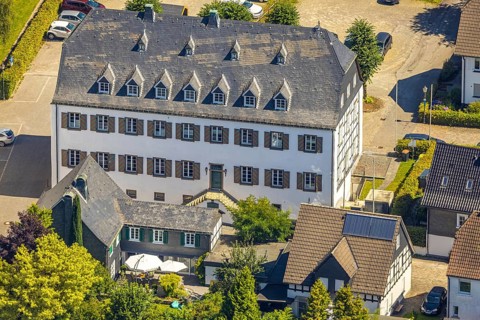Aerial view, old monastery, former Cistercian abbey, Drolshagen, Sauerland, North Rhine-Westphalia,