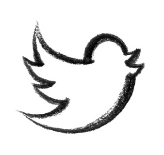 Crayon-sketched illustration of a flying bird