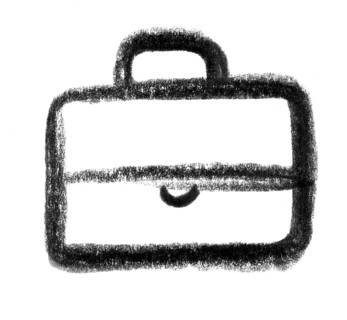 Crayon-sketched illustration of a briefcase