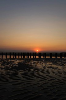 Sunset over the Harleriff on the north-western tip of Wangeroge, East Frisian Island of Wangerooge,