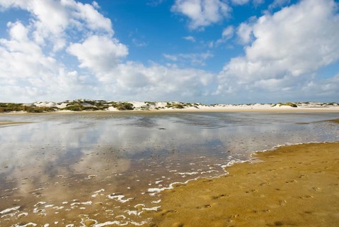 Water reservoir between the dunes of the North Frisian island of Amrum, Amrum, Norddorf, North