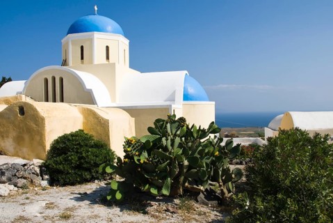 Beautiful mountain village of Oia in the north of the Cyclades island of Santorini, Cyclades, Oia,
