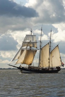 Three-masted topsail schooner Oosterschelde (built 1917), Rotterdam, harbour of Bremerhaven,