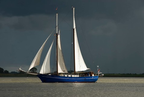 Two-masted gaff schooner Stortemelk (built 1961-62), Amsterdam, harbour of Bremerhaven,