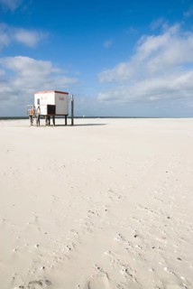 DLRG station on the lonely west beach of the North Frisian island of Amrum, Amrum, Norddorf, North