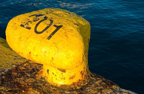 Ship bollards in the harbour of Piraeus, Piraeus, Greece