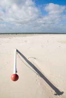 Flagpole impressions on the west beach of the North Frisian island of Amrum, Amrum, Norddorf, North