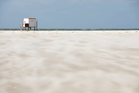 DLRG station on the lonely west beach of the North Frisian island of Amrum, Amrum, Norddorf, North