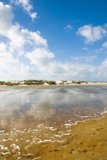 Water reservoir between the dunes of the North Frisian island of Amrum, Amrum, Norddorf, North