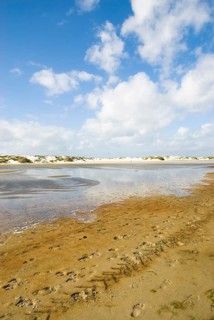 Water reservoir between the dunes of the North Frisian island of Amrum, Amrum, Norddorf, North