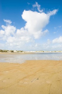 Water reservoir between the dunes of the North Frisian island of Amrum, Amrum, Norddorf, North