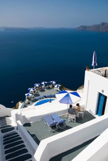 Beautiful mountain village of Oia in the north of the Cyclades island of Santorini, Cyclades, Oia,