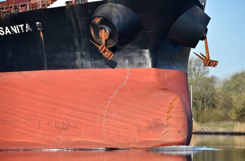 Bow bulb and anchor from the freighter SANITA S