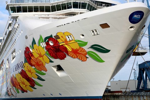 Cruise ship, Pride of Hawaii, newbuilding, Meyer shipyard, Papenburg, delivery voyage, Ems, North