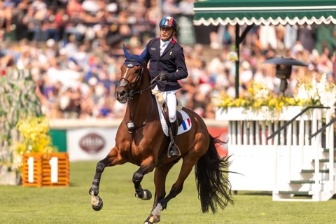 Olivier Robert of France, riding Inglesias D.V., competes in the first round of the 2025 BMO