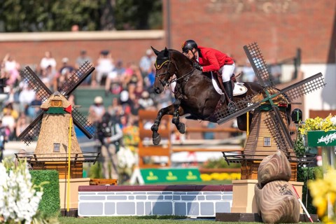 Olivier Philippaerts of Belgium, riding Dixie Moon, competes in the first round of the 2025 BMO