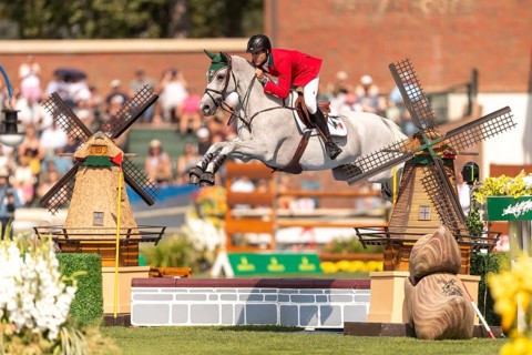 Eugenio Garza Perez of Mexico, riding Contago, competes in the first round of the 2025 BMO Nations