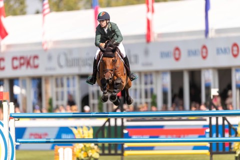 Tom Wachman of Ireland, riding Tabasco De Toxandria Z, competes in the first round of the 2025 BMO