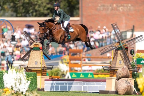 Tom Wachman of Ireland, riding Tabasco De Toxandria Z, competes in the first round of the 2025 BMO