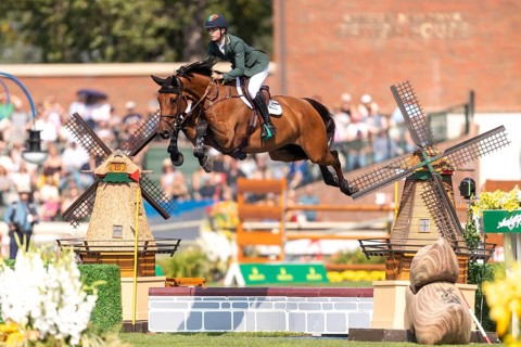 Tom Wachman of Ireland, riding Tabasco De Toxandria Z, competes in the first round of the 2025 BMO