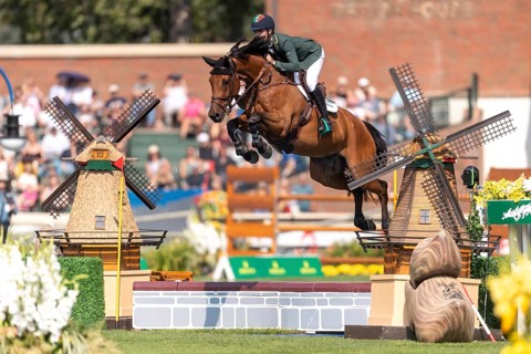 Tom Wachman of Ireland, riding Tabasco De Toxandria Z, competes in the first round of the 2025 BMO