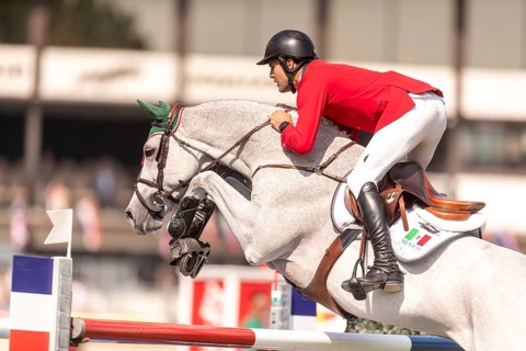 Eugenio Garza Perez of Mexico, riding Contago, competes in the first round of the 2025 BMO Nations