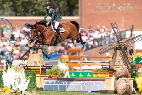 Tom Wachman of Ireland, riding Tabasco De Toxandria Z, competes in the first round of the 2025 BMO