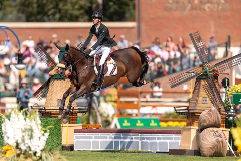 Pedro Junquiera Muylaert of Brazil, riding Quax 76, competes in the first round of the 2025 BMO