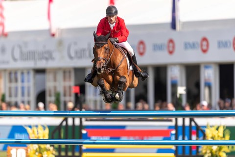 Daniel Deusser of Germany, riding Ganster VH Noddevelt, competes in the first round of the 2025 BMO