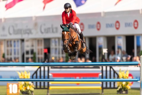 Jose Antonio Chedraui of Mexico, riding Haraminka P, competes in the first round of the 2025 BMO