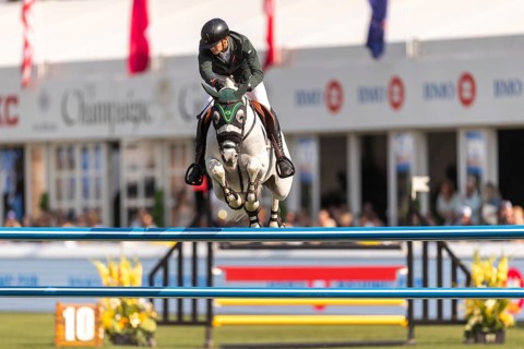 Luiz Felipe de Azevedo Neto of Brazil, riding Pandora Boy Z, competes in the first round of the