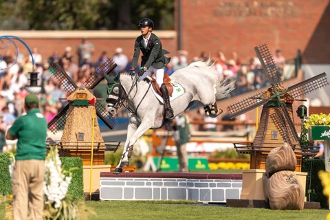 Luiz Felipe de Azevedo Neto of Brazil, riding Pandora Boy Z, competes in the first round of the